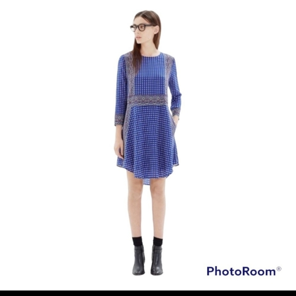 Madewell 100% Silk Ascot Grid Tee Dress - Picture 12 of 12
